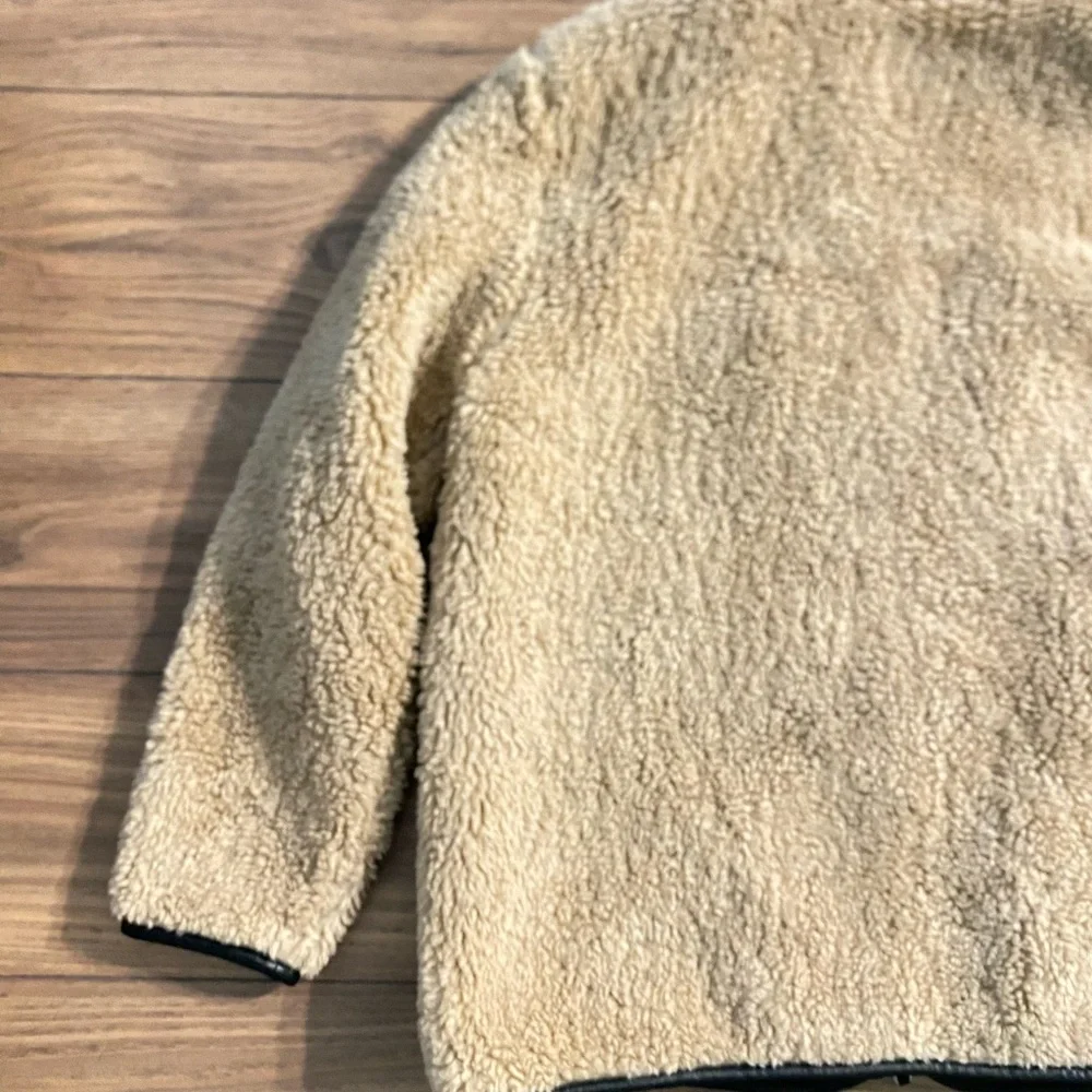 Anine Bing Ryder Jacket Sherpa Women's Med Tan Black Full Zip Pockets‎